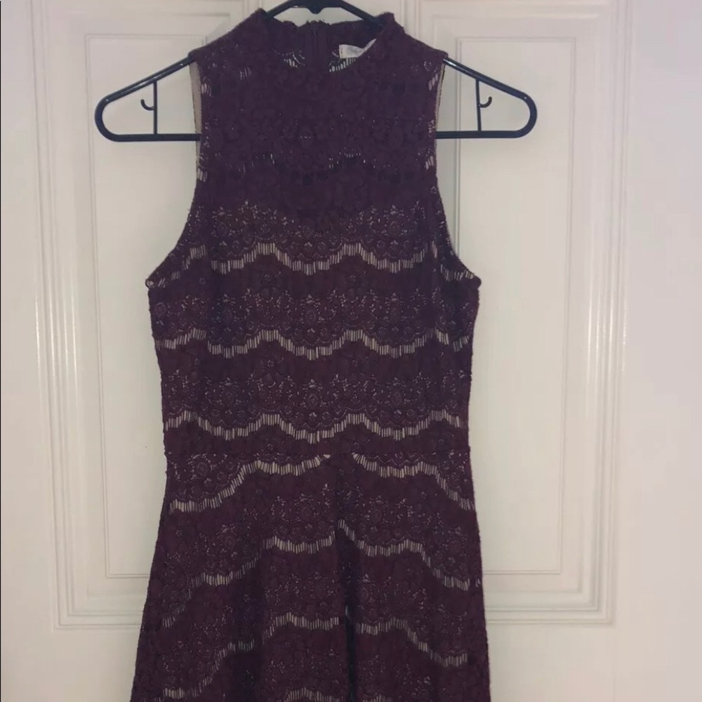 LOVE,FIRE -Burgundy Lace Dress
